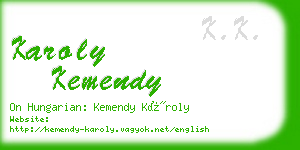 karoly kemendy business card